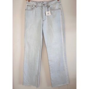 Zara Straight Leg Jeans Size 8 High‎ Waist Button Fly Light Wash Grunge 90s NWT